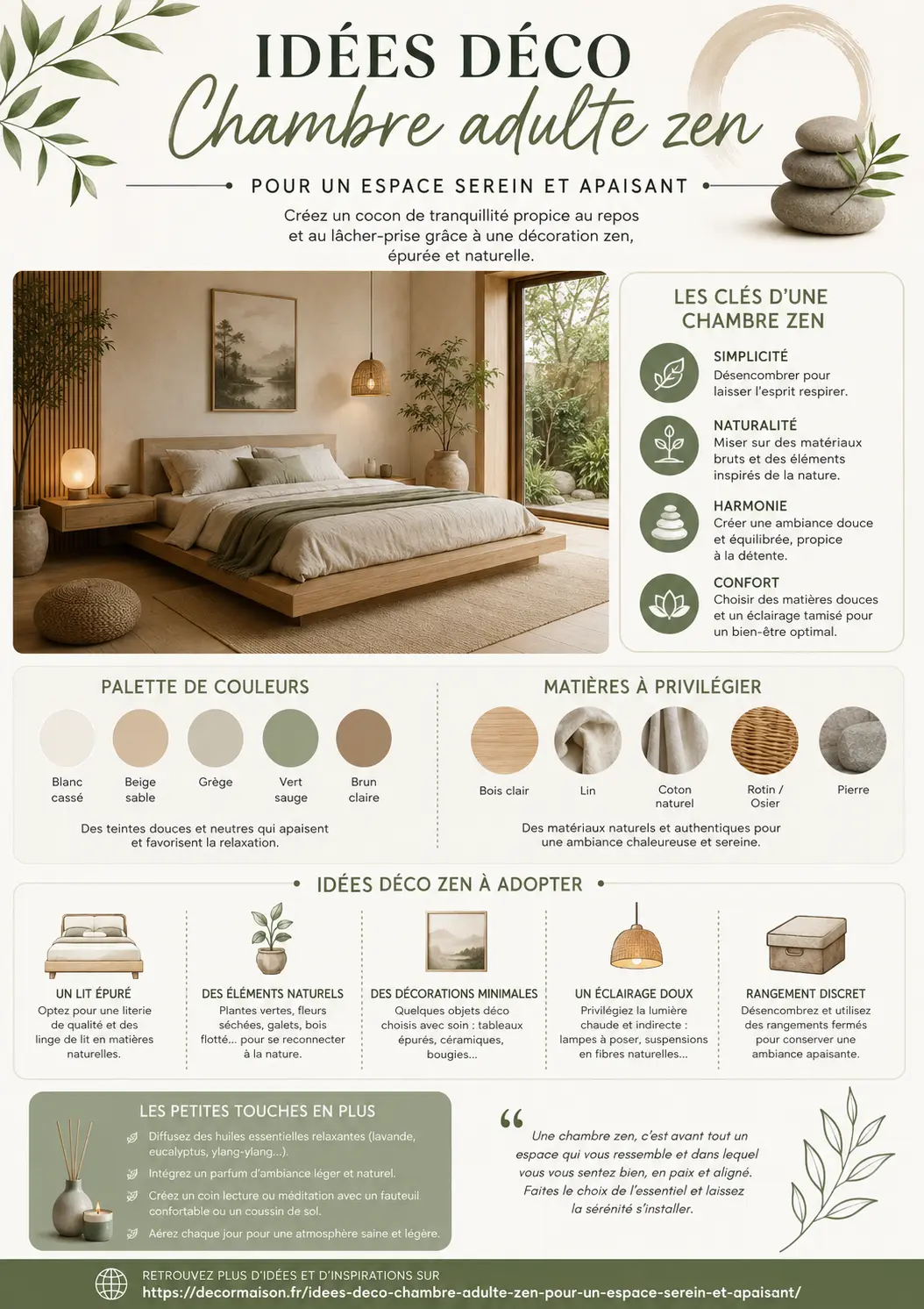 Idées déco chambre adulte zen - infographie