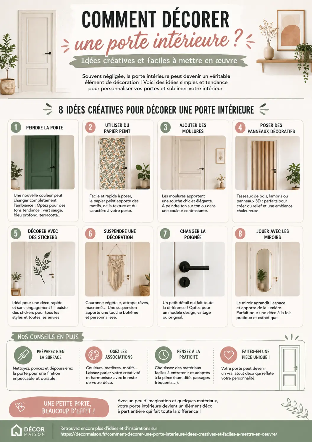 Comment décorer une porte intérieure - infographie